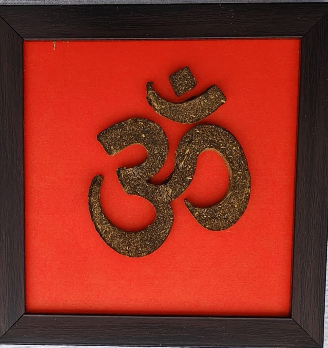 Cow Dung Om Symbol in Frame. Size 5.5” X 5.5”